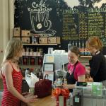 the open-air coffee house in the corner of the market